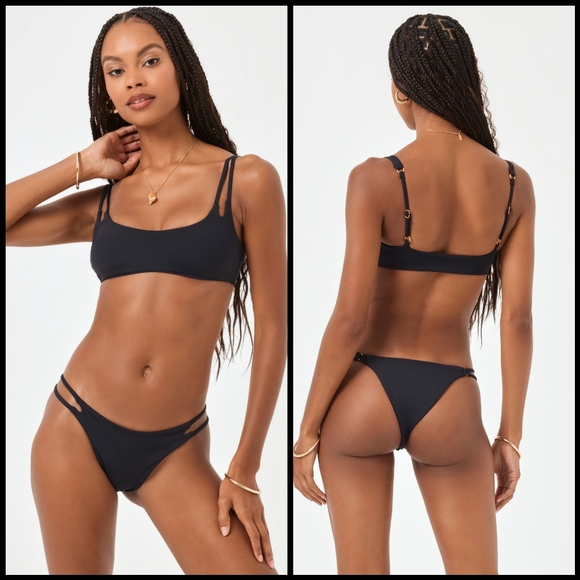 NWT L*Space Zinnia Bikini Top in Black - Picture 1 of 6